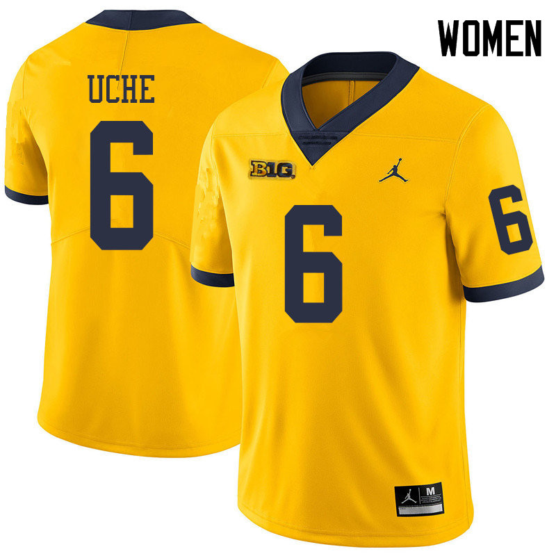 Jordan Brand Women #6 Josh Uche Michigan Wolverines College Football Jerseys Sale-Yellow